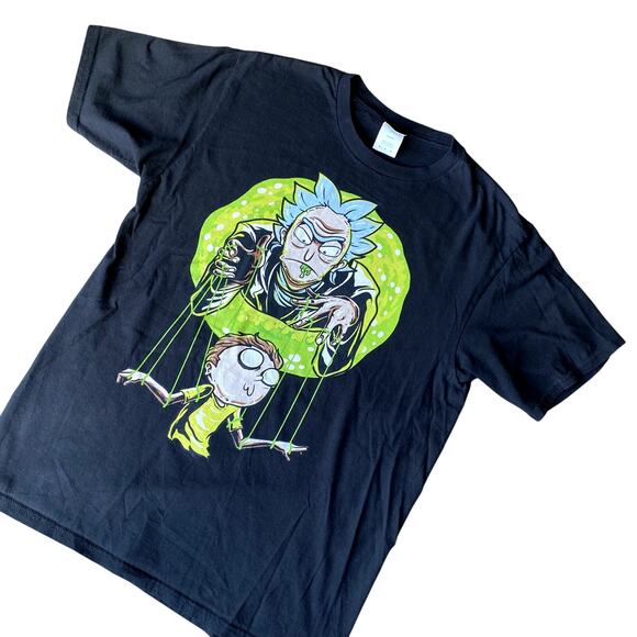 Men's Black Rick & Morty Puppet & Space Portal Tee M - Picture 1 of 5